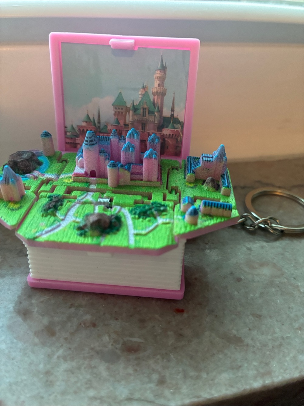 Pink Castle Miniature Playset Keychain - Kids Toy